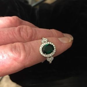 “Faux Emerald & Diamond Ring.  3.9 ctw.”